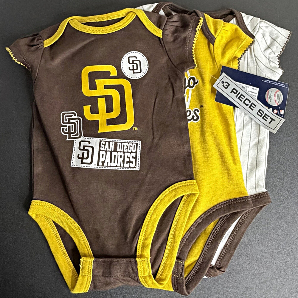 MLB Genuine Merchandise San Diego Padres 3-Pack Baby bodysuits 0-3M Brown
